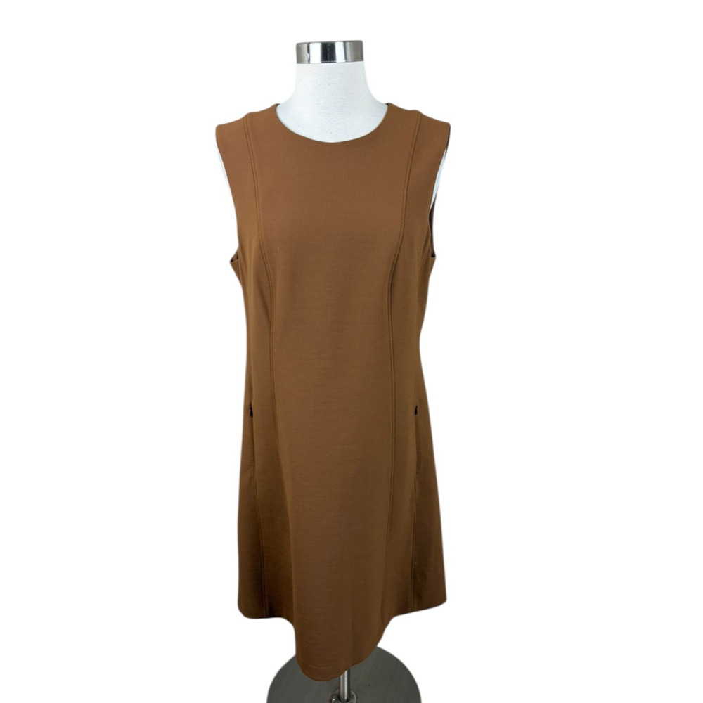 Theory Camel Helaina Pioneer Shift Dress Size US 12 Seamed Minimalist
